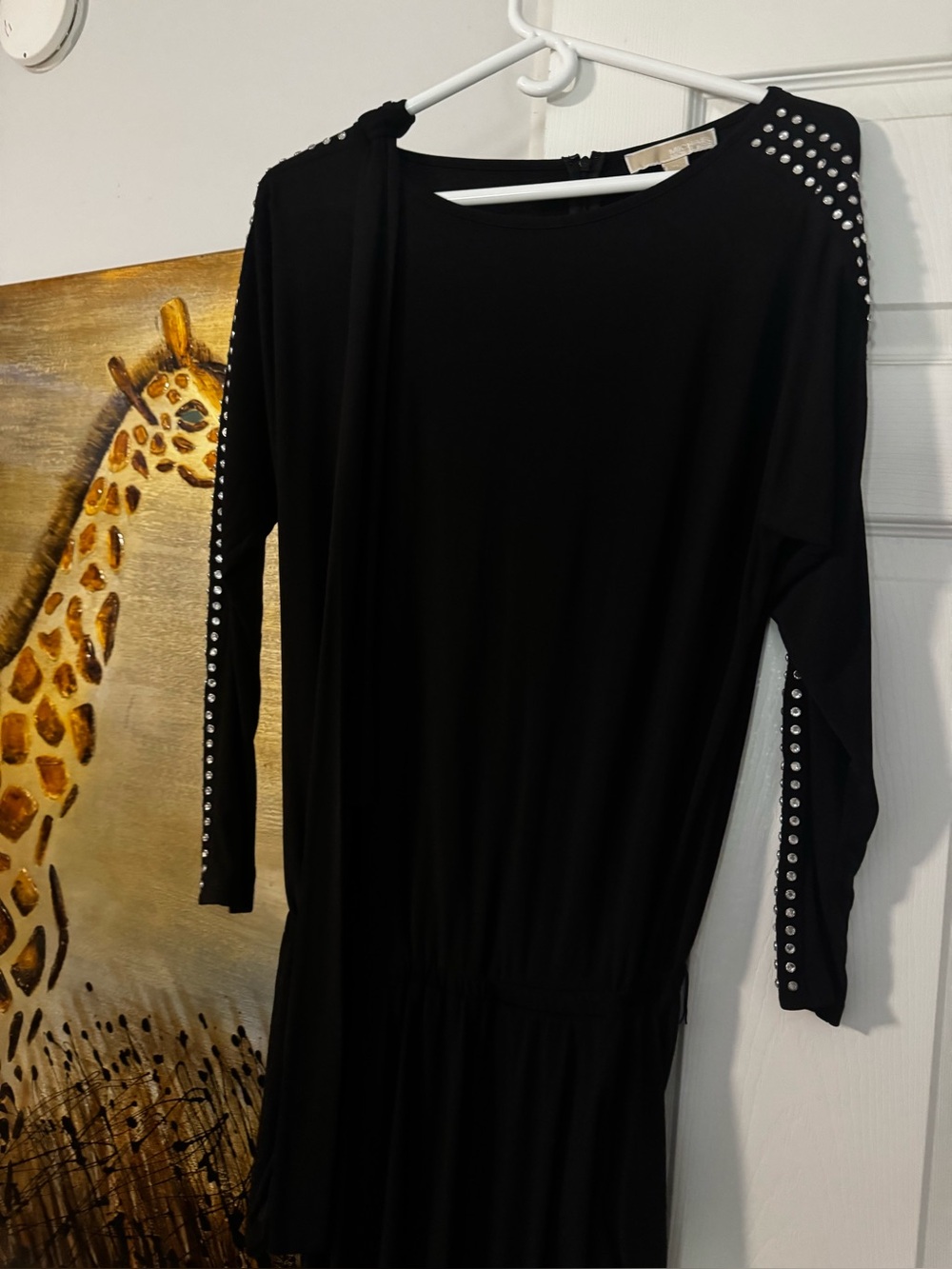 MICHAEL Michael Kors Black Long-Sleeve Studded Waist-Defined pants